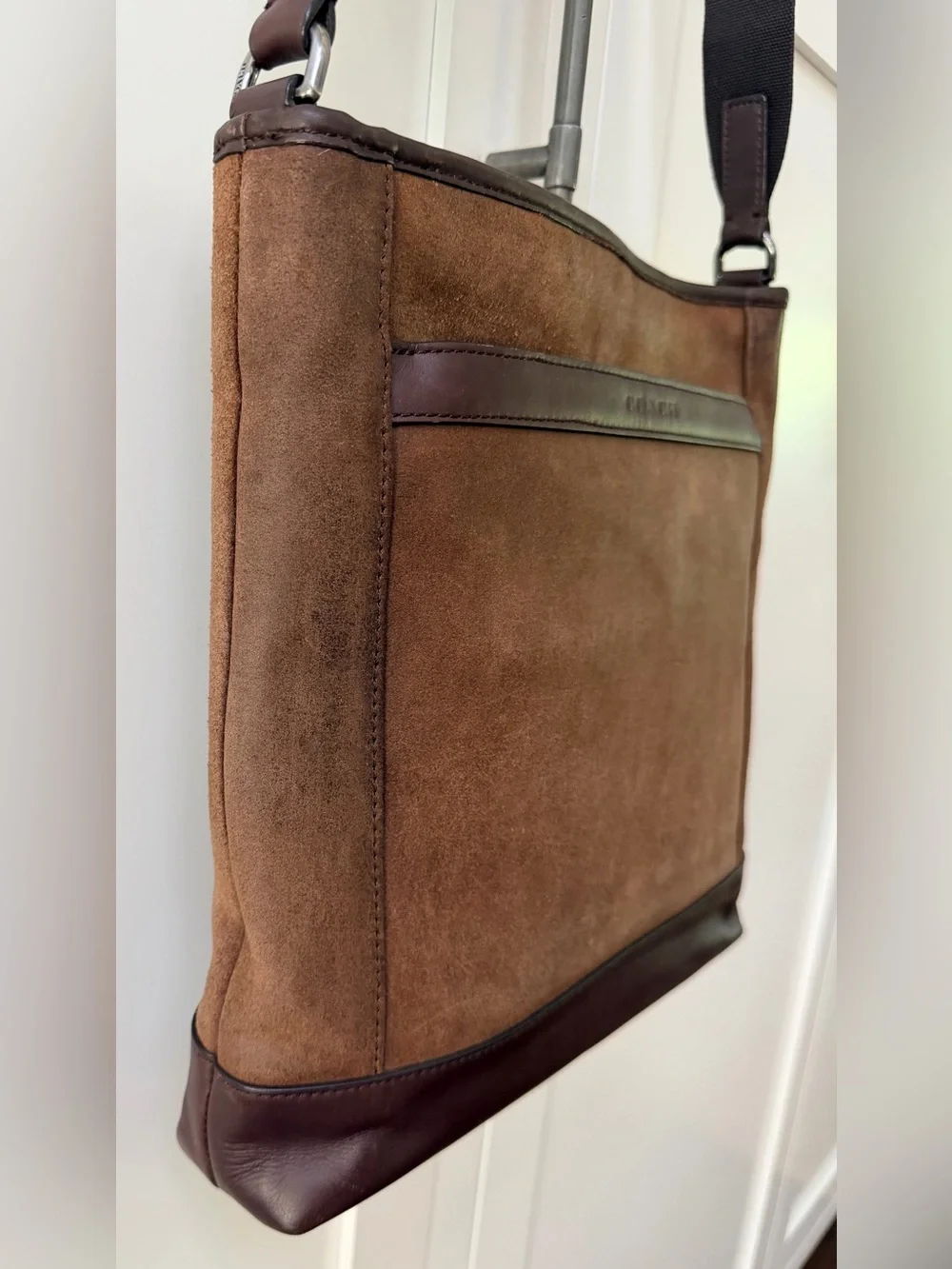 COACH Vintage Brown Suede Leather Messenger Crossbody Bag Men’s Unisex 7134